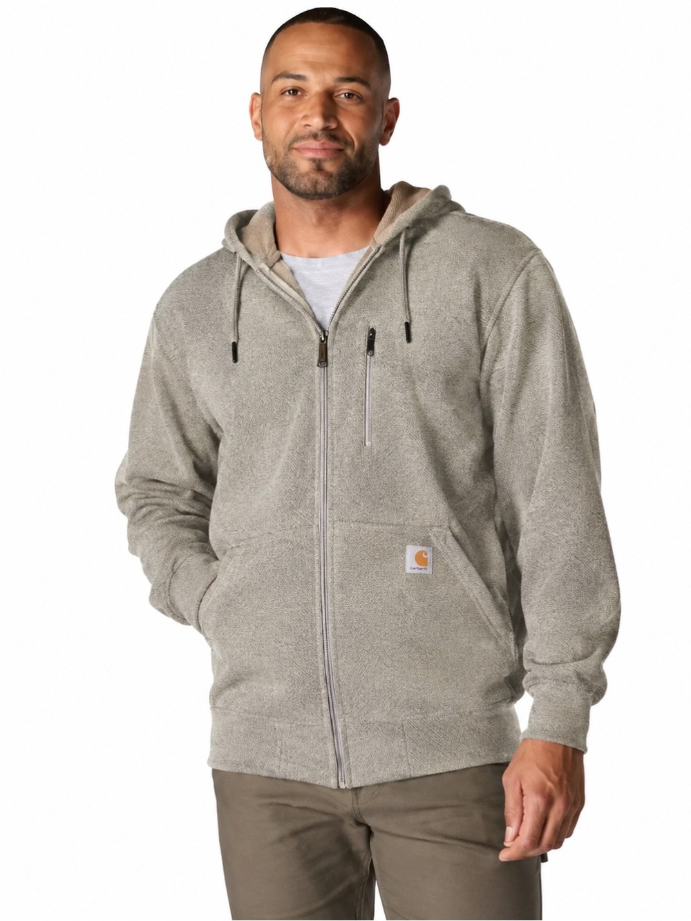 Carhartt Stone Gray Sherpa Fleece Full-Zip Hoodie